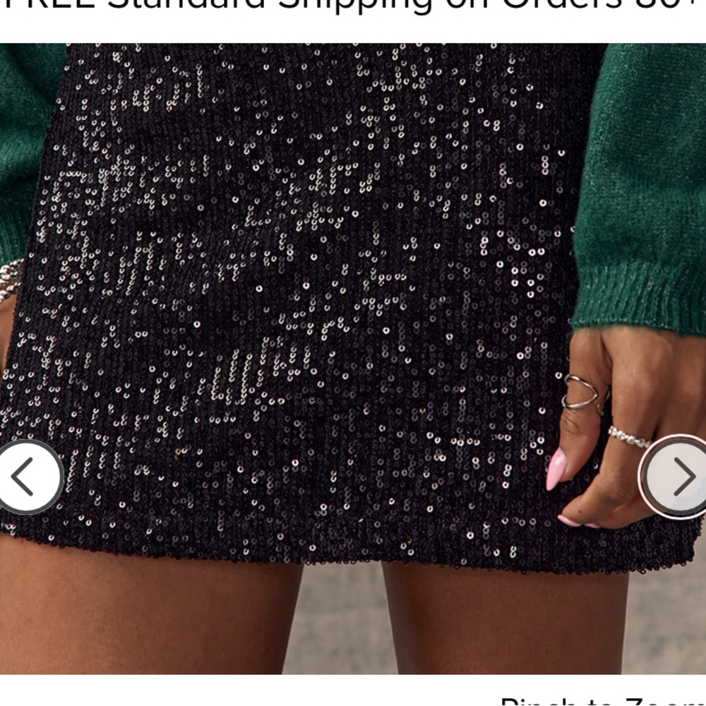 NWT Francesca’s Velma Allover Sequin Black Sequin Mini Skirt | Size L